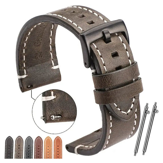 Suunto Race, Vertical & 9 Peak Contrast-Stitched Leather Buckle Band BandsCo Straps