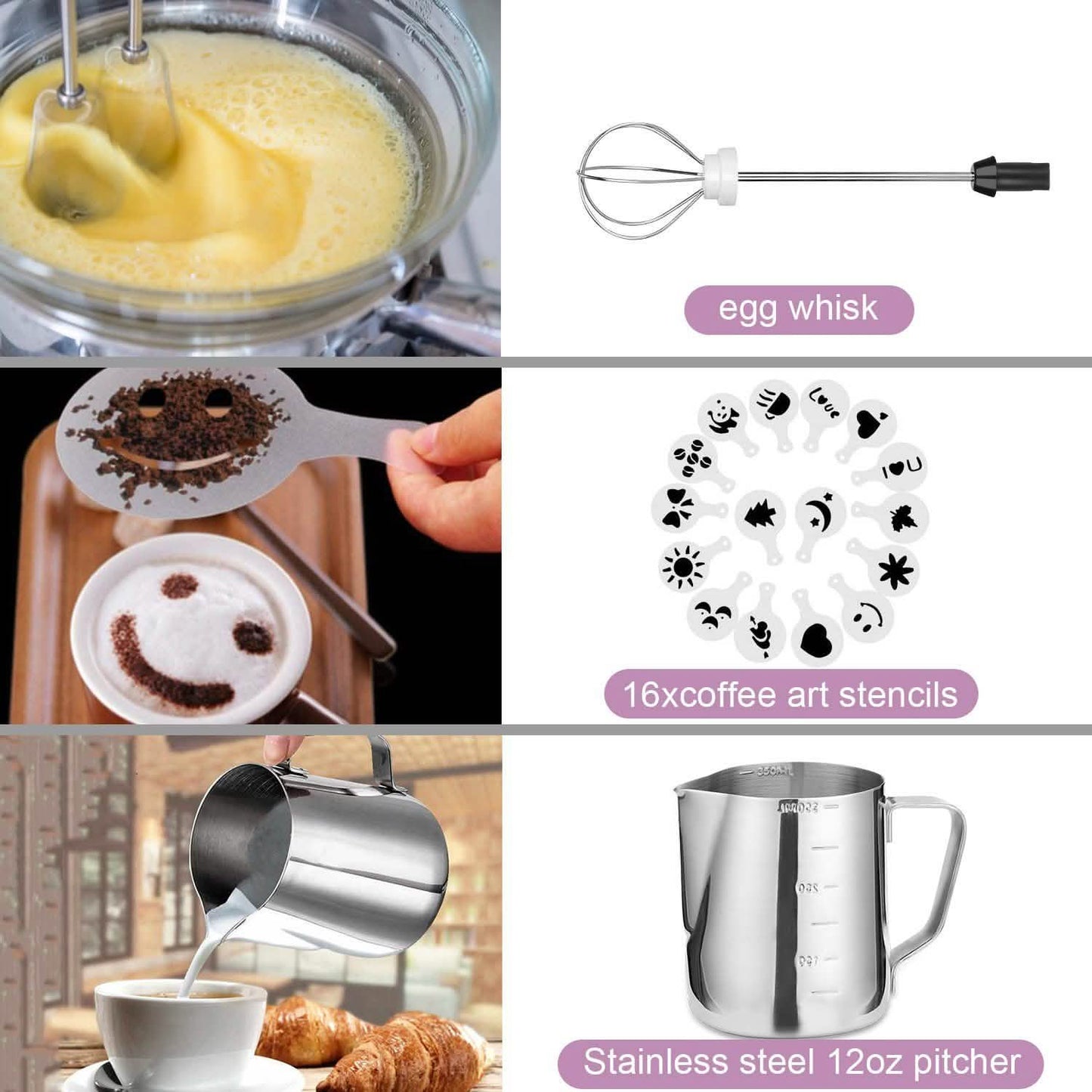 19-Pack: USB Electric Milk Coffee Frother Pitcher Set DailySale
