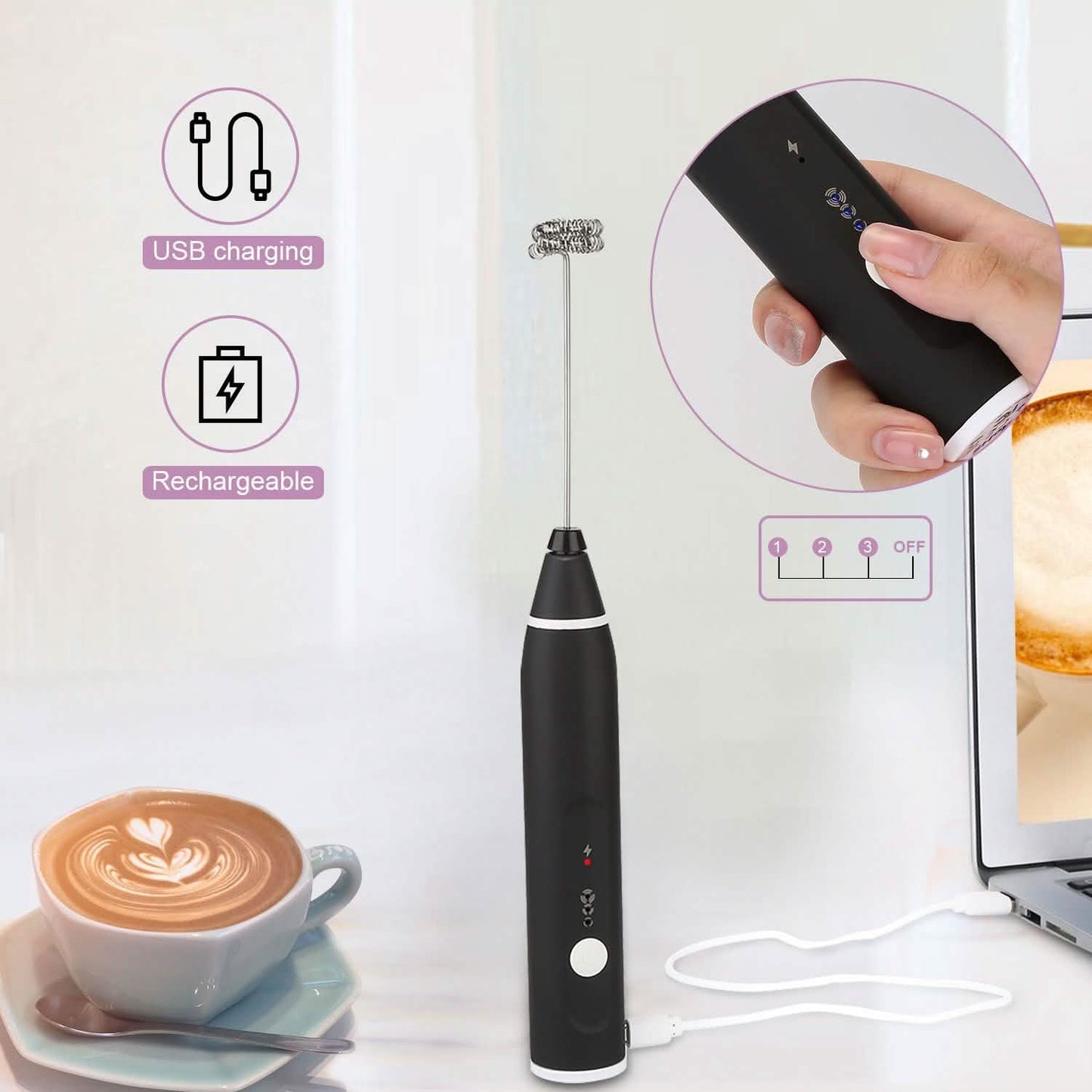 19-Pack: USB Electric Milk Coffee Frother Pitcher Set DailySale