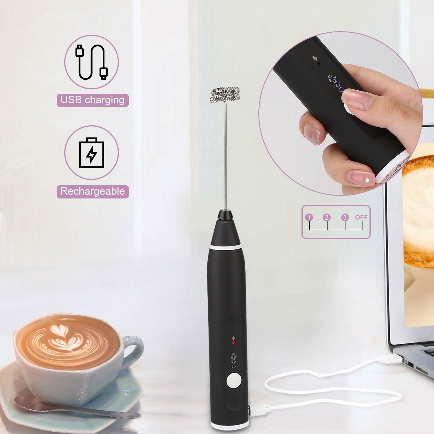 19-Pack: USB Electric Milk Coffee Frother Pitcher Set DailySale