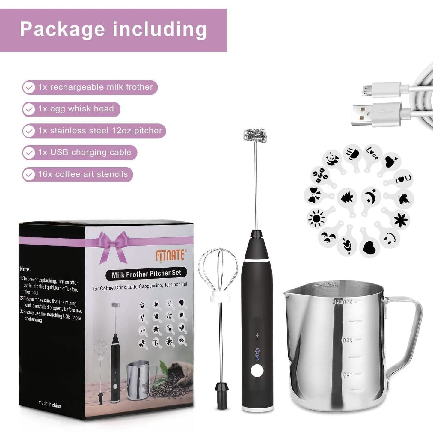 19-Pack: USB Electric Milk Coffee Frother Pitcher Set DailySale