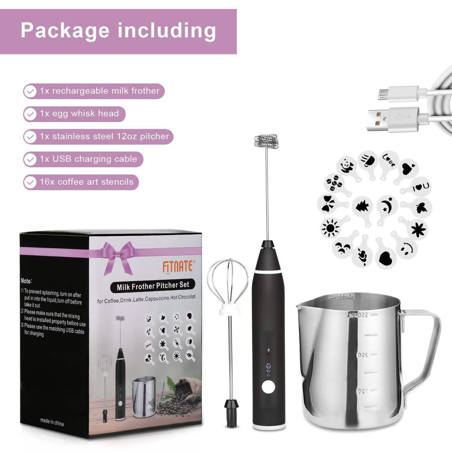 19-Pack: USB Electric Milk Coffee Frother Pitcher Set DailySale