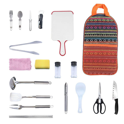 19-Piece: Camping Cooking Utensil Kit Portable Picnic Cookware DailySale