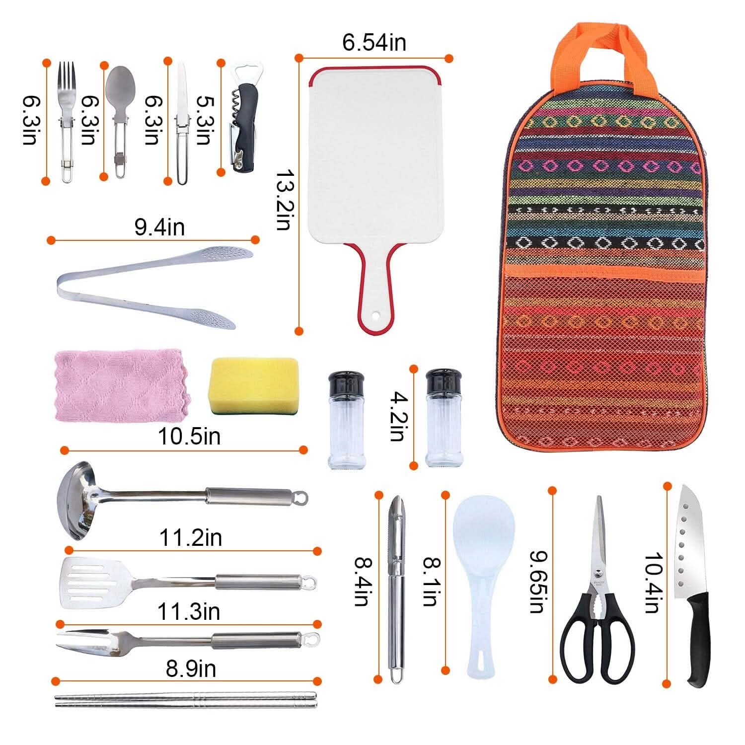 19-Piece: Camping Cooking Utensil Kit Portable Picnic Cookware DailySale