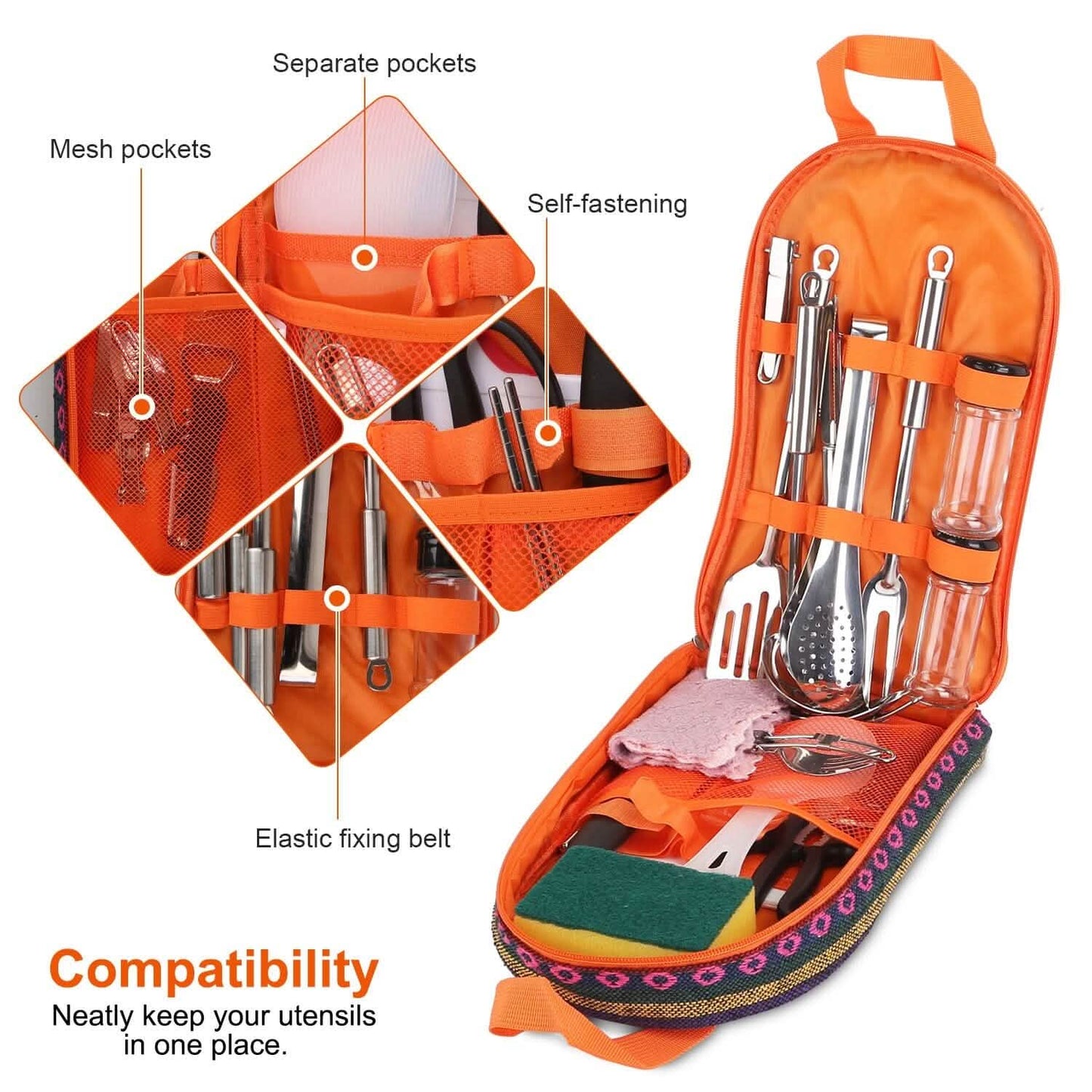 19-Piece: Camping Cooking Utensil Kit Portable Picnic Cookware DailySale
