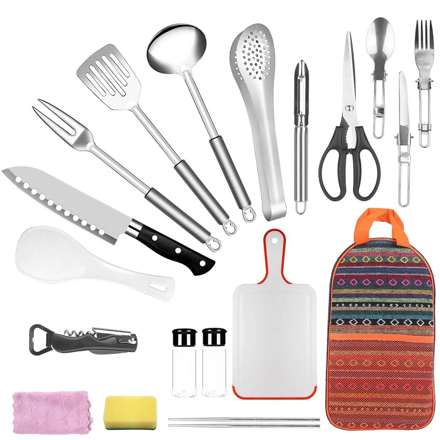 19-Piece: Camping Cooking Utensil Kit Portable Picnic Cookware DailySale