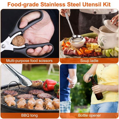 19-Piece: Camping Cooking Utensil Kit Portable Picnic Cookware DailySale