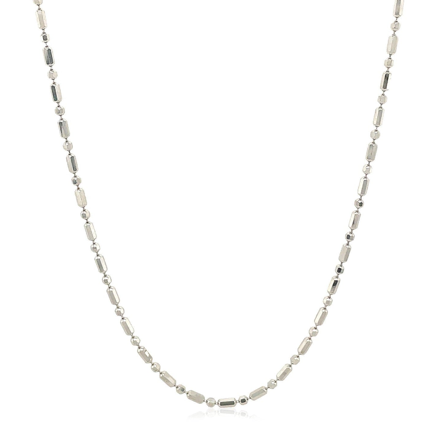 14k White Gold Diamond-Cut Alternating Bead Chain 1.5mm Bids.com