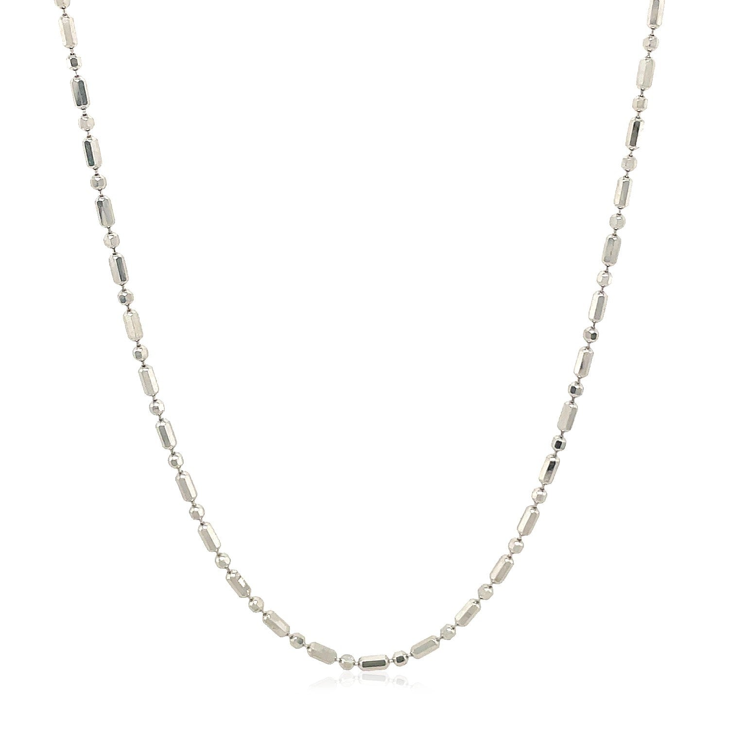 14k White Gold Diamond-Cut Alternating Bead Chain 1.5mm Bids.com