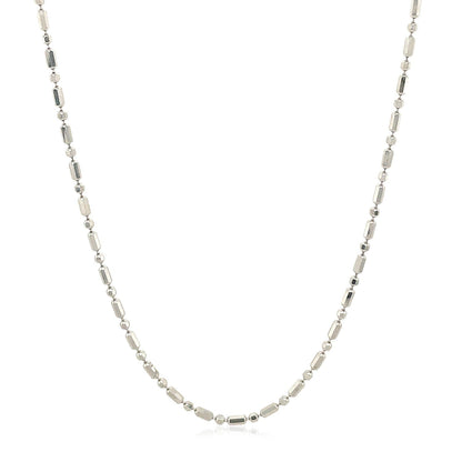 14k White Gold Diamond-Cut Alternating Bead Chain 1.5mm Bids.com