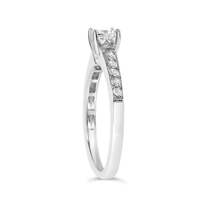 14K White Gold Diamond 1/2 Cttw Princess Cut Diamond Engagement Ring (G-H Color, VS2-SI1 Clarity) - Size 7 Bids.com