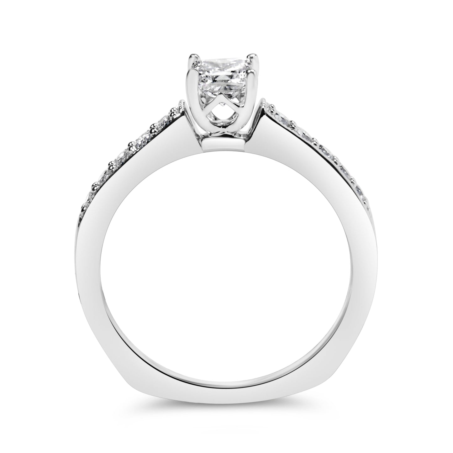 14K White Gold Diamond 1/2 Cttw Princess Cut Diamond Engagement Ring (G-H Color, VS2-SI1 Clarity) - Size 7 Bids.com