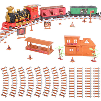 193-Piece: Electric Train Set Steam Locomotive Passenger Coach Coal Car Christmas Train DailySale