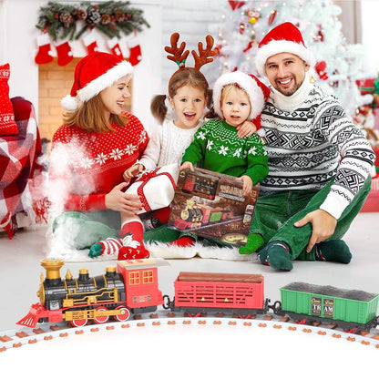 193-Piece: Electric Train Set Steam Locomotive Passenger Coach Coal Car Christmas Train DailySale