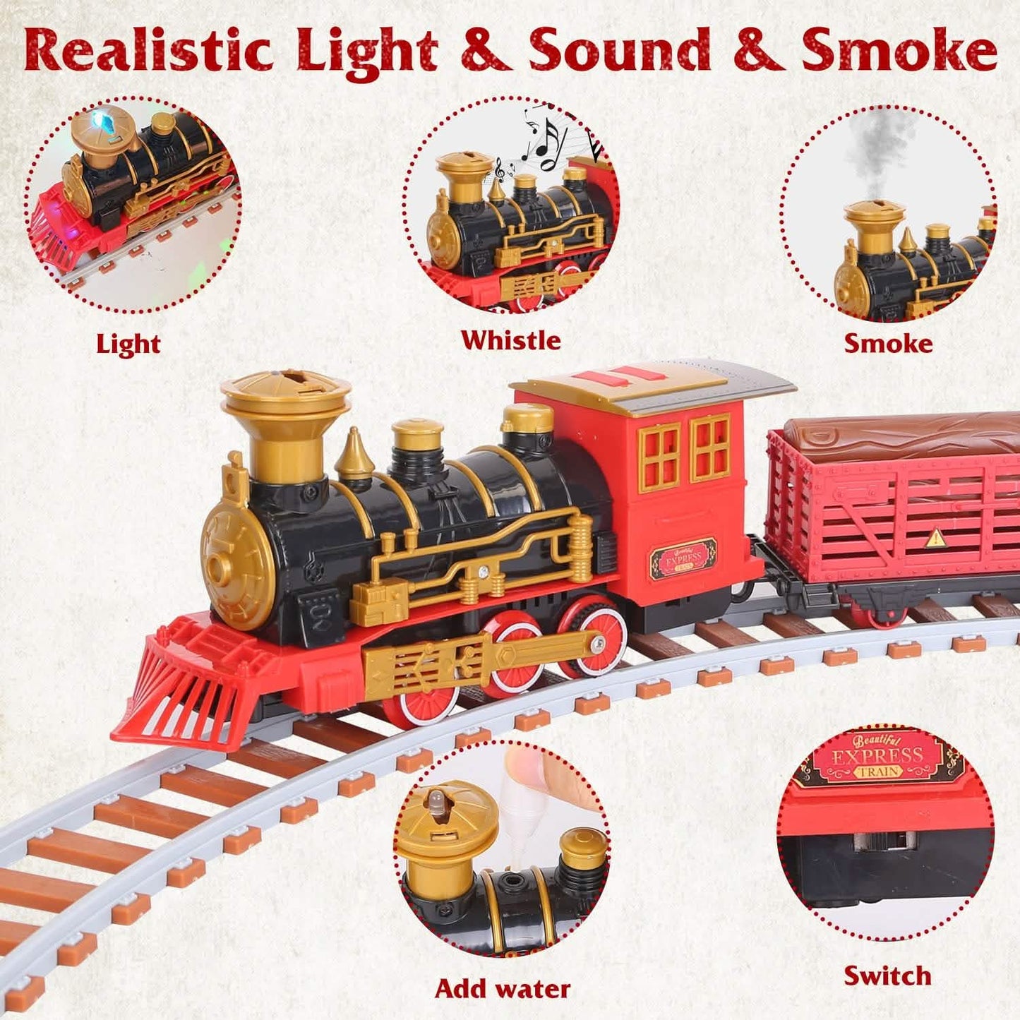 193-Piece: Electric Train Set Steam Locomotive Passenger Coach Coal Car Christmas Train DailySale