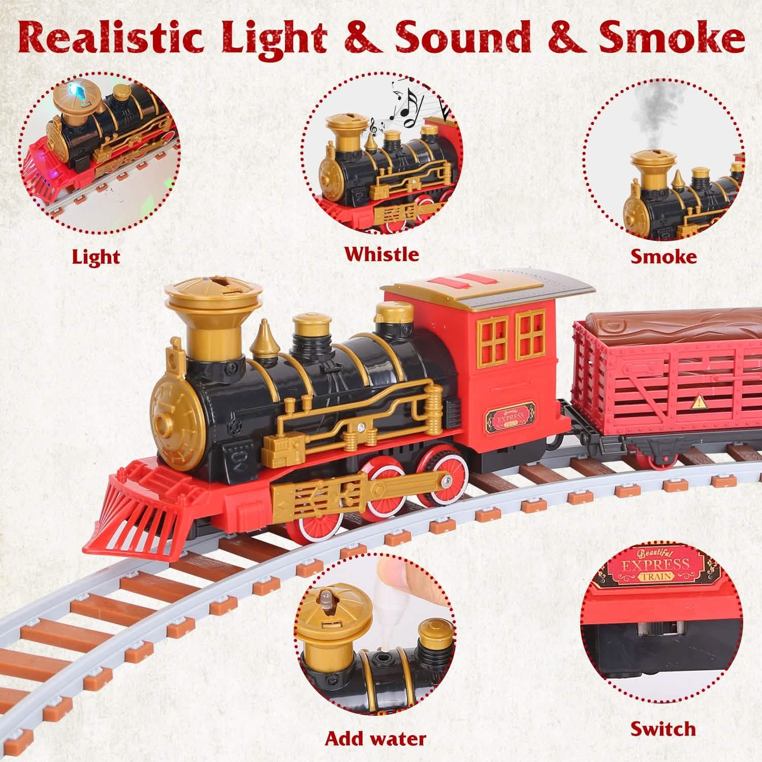 193-Piece: Electric Train Set Steam Locomotive Passenger Coach Coal Car Christmas Train DailySale