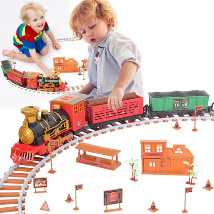 193-Piece: Electric Train Set Steam Locomotive Passenger Coach Coal Car Christmas Train DailySale