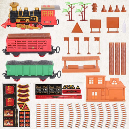 193-Piece: Electric Train Set Steam Locomotive Passenger Coach Coal Car Christmas Train DailySale