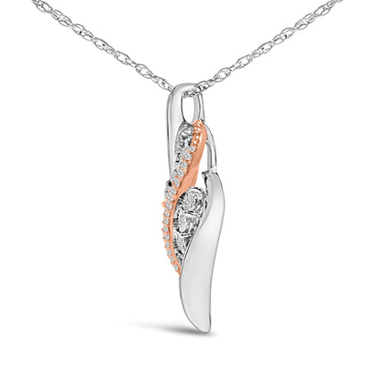 14k Rose Gold Plated Sterling Silver 1/10 Cttw Diamond Swirl Pendant Necklace Bids.com