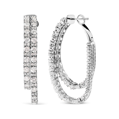 14K White Gold 4.0 Cttw Diamond Asymmetrical Inside Out Double-Hoop Earrings (I-J Color, I1-I2 Clarity) Bids.com