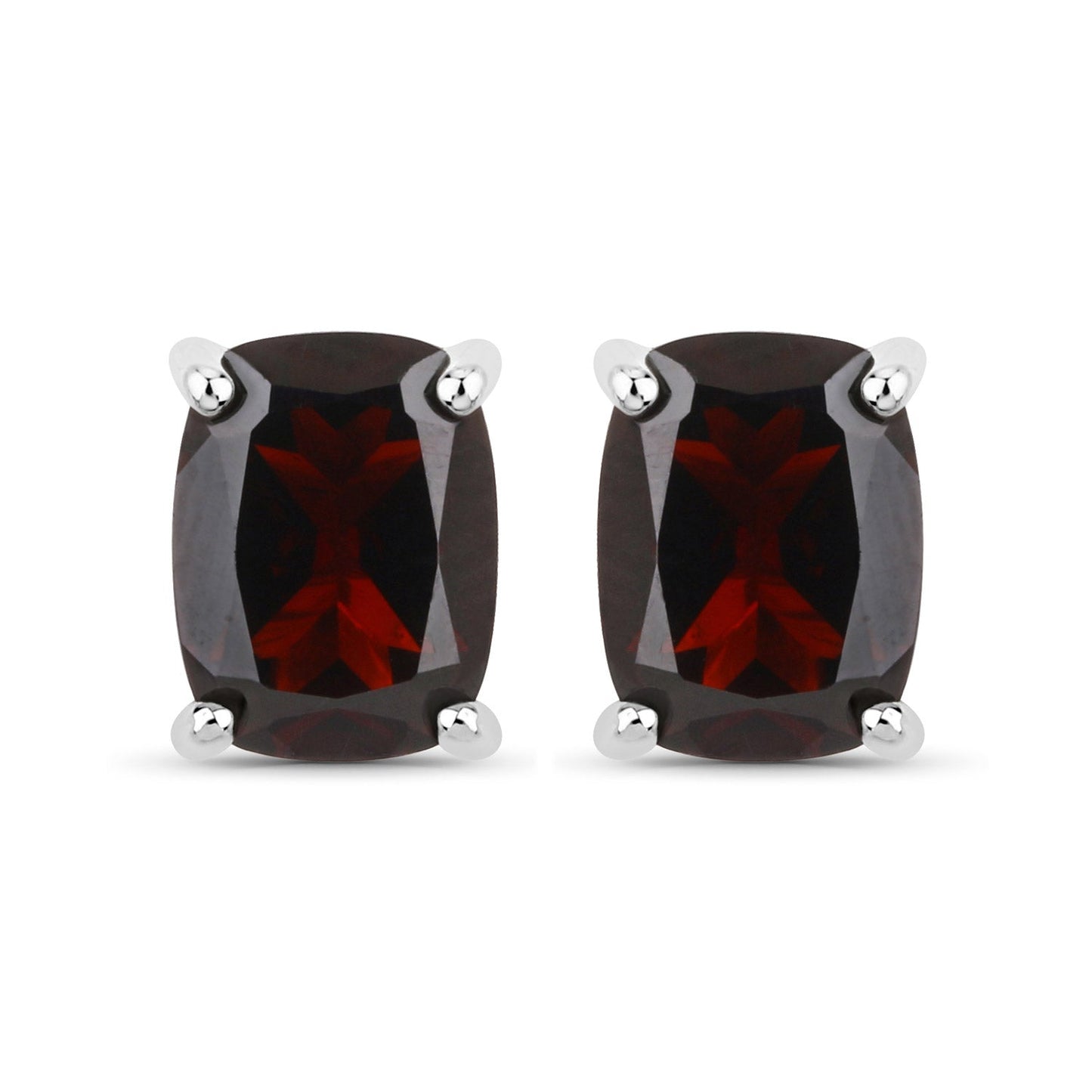 18K White Gold Plated 3.50 Carat Genuine Garnet .925 Sterling Silver Earrings Bids.com