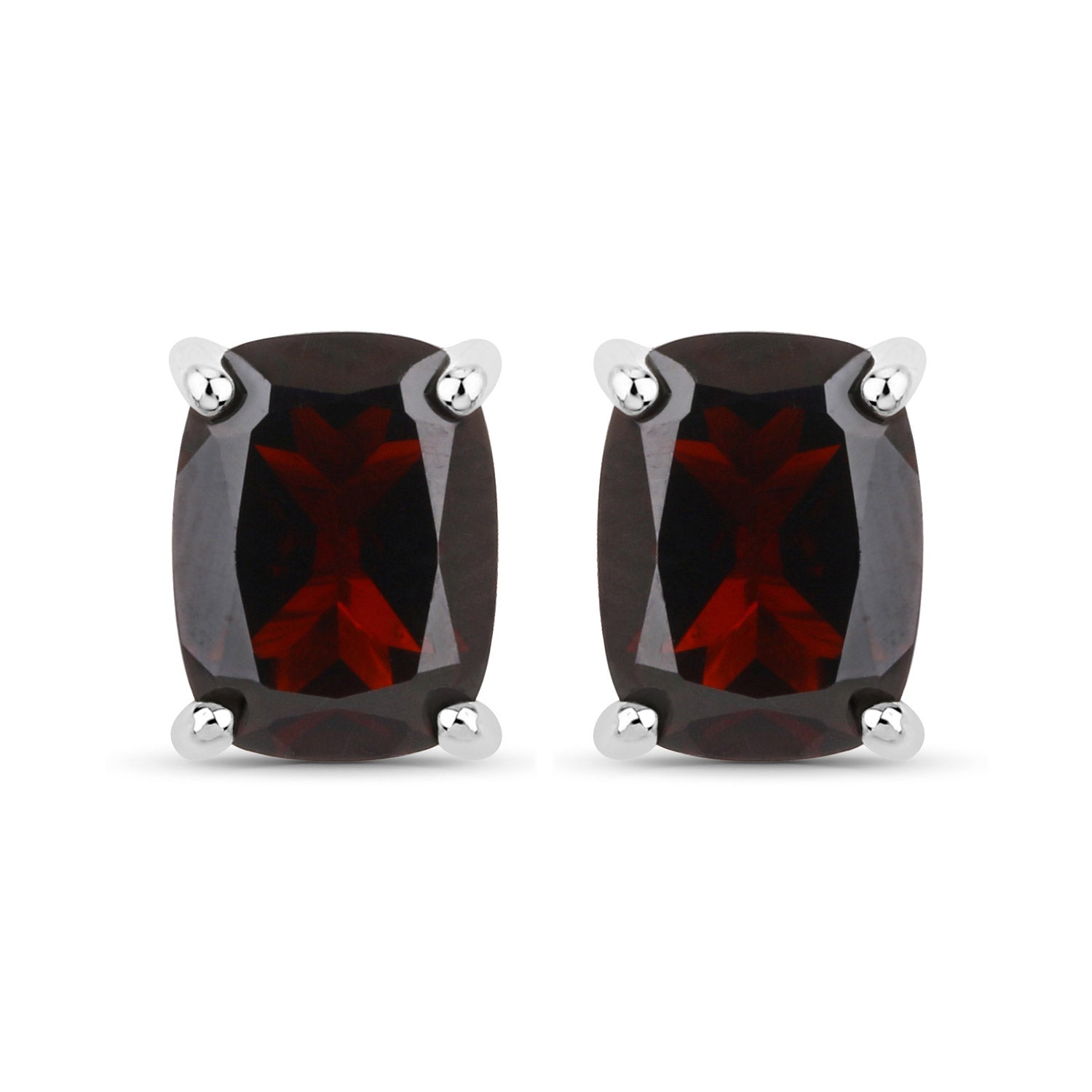 18K White Gold Plated 3.50 Carat Genuine Garnet .925 Sterling Silver Earrings Bids.com