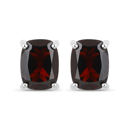 18K White Gold Plated 3.50 Carat Genuine Garnet .925 Sterling Silver Earrings Bids.com