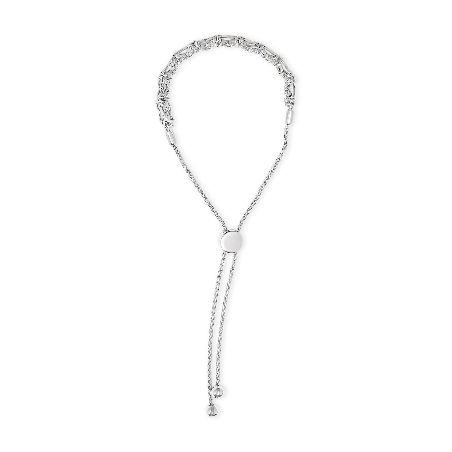 .925 Sterling Silver 1.0 Cttw Diamond X Link Bolo Bracelet Bids.com