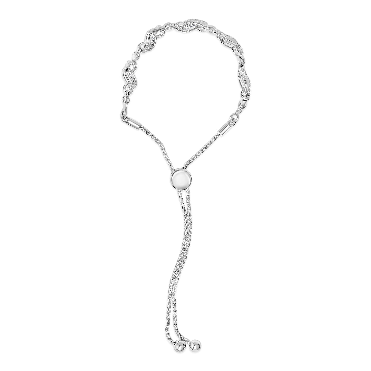 .925 Sterling Silver 1/2 Cttw Diamond Double Wave Bolo Bracelet Bids.com