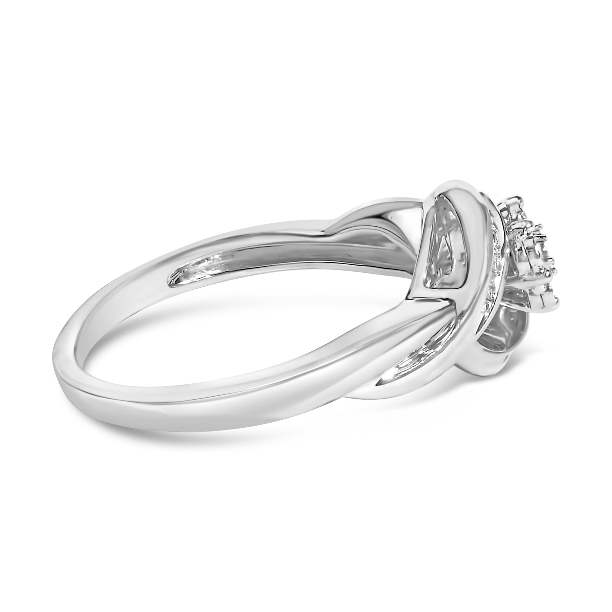 Sterling Silver 1/10 Cttw Diamond Bypass Cluster Ring Bids.com