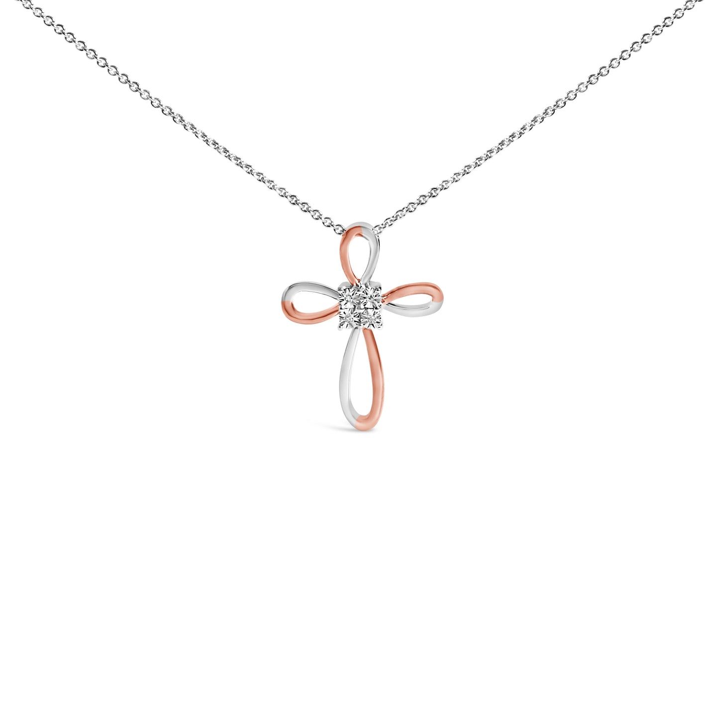 10K Rose Gold Plated Sterling Silver Diamond Accent Cross Pendant Necklace Bids.com