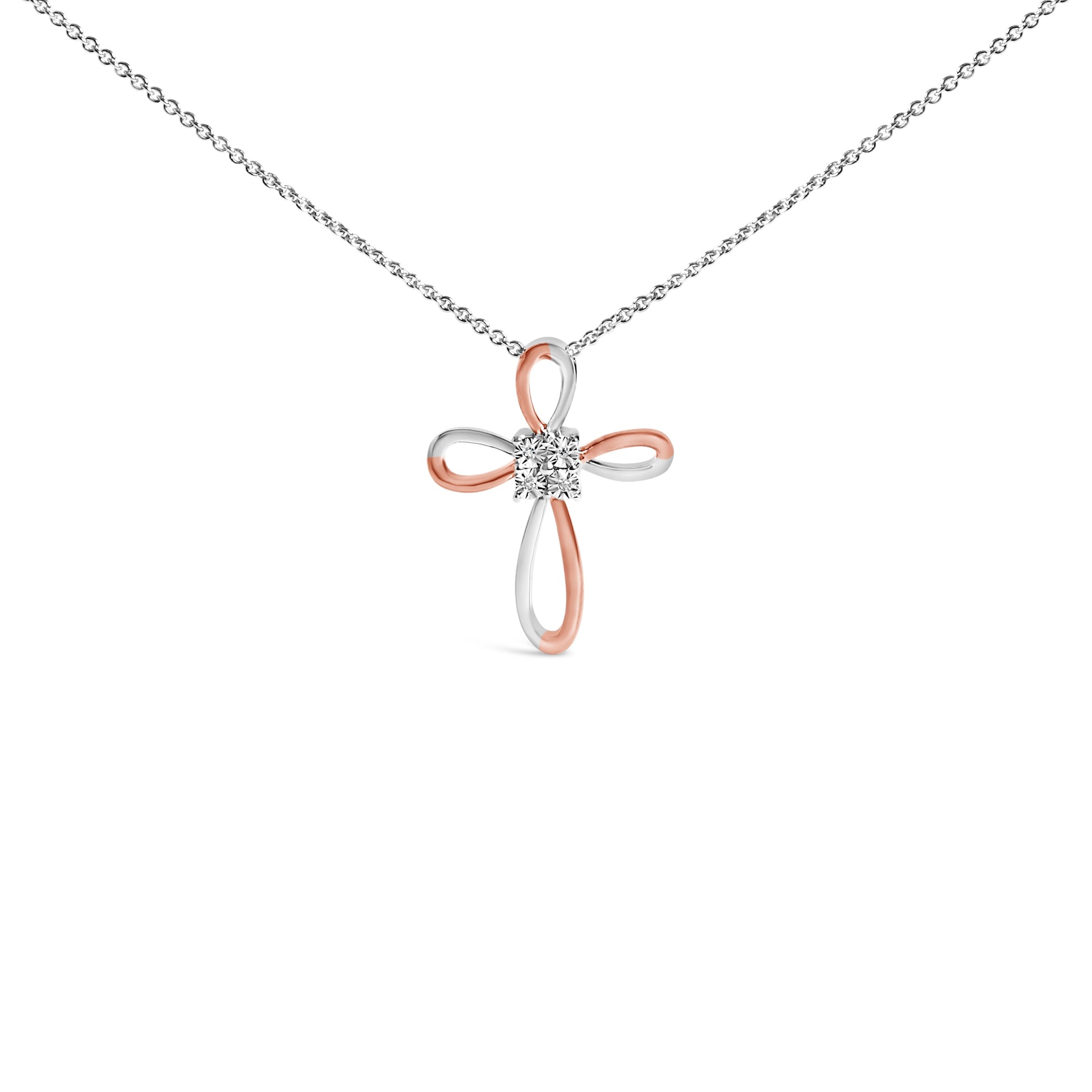 10K Rose Gold Plated Sterling Silver Diamond Accent Cross Pendant Necklace Bids.com