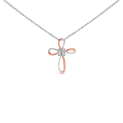 10K Rose Gold Plated Sterling Silver Diamond Accent Cross Pendant Necklace Bids.com