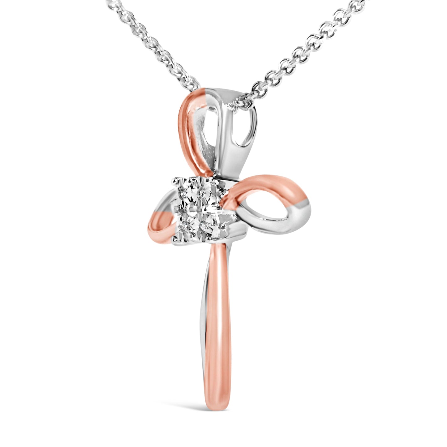 10K Rose Gold Plated Sterling Silver Diamond Accent Cross Pendant Necklace Bids.com