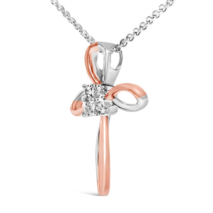 10K Rose Gold Plated Sterling Silver Diamond Accent Cross Pendant Necklace Bids.com
