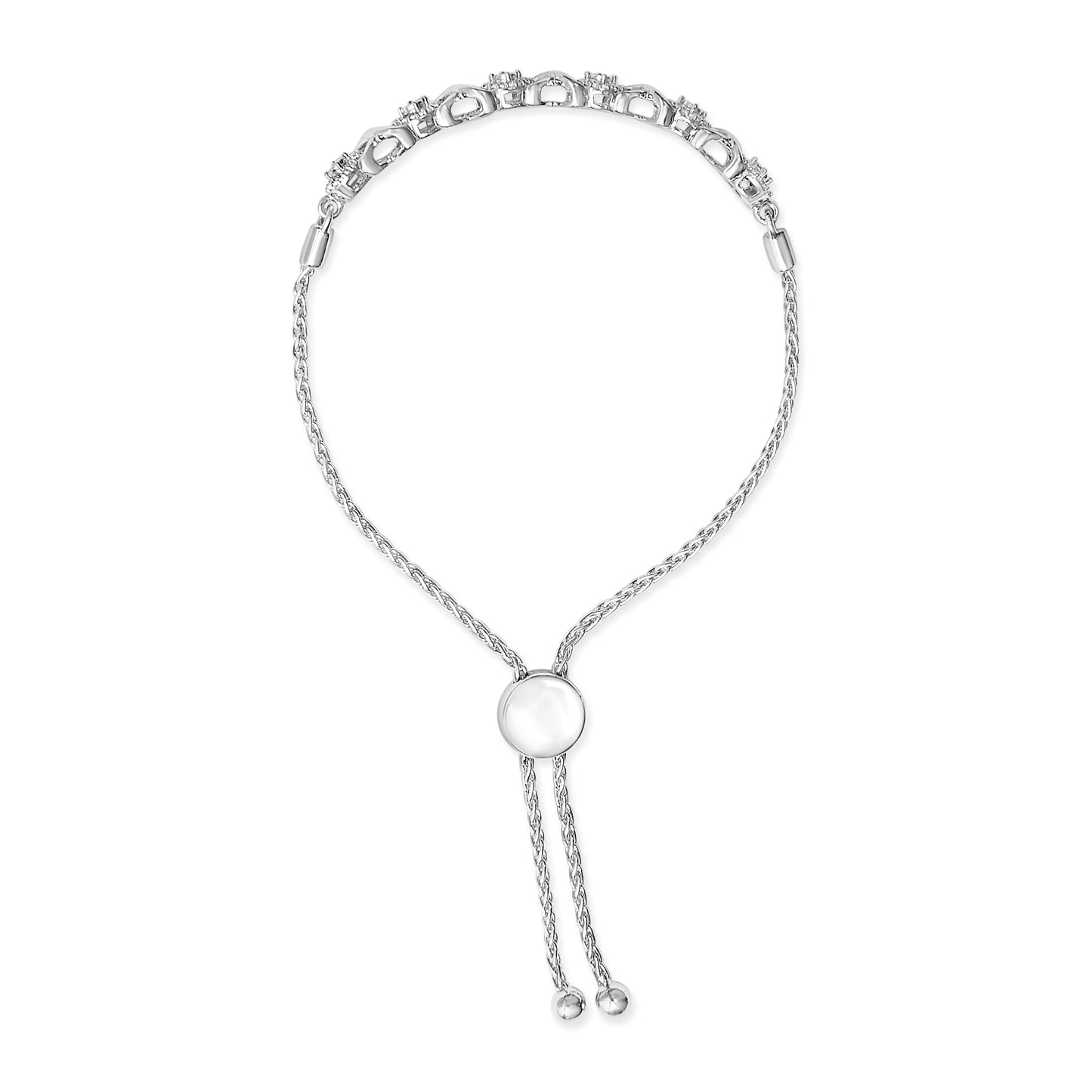 .925 Sterling Silver 1/6 Cttw Diamond X and O Bolo Bracelet Bids.com