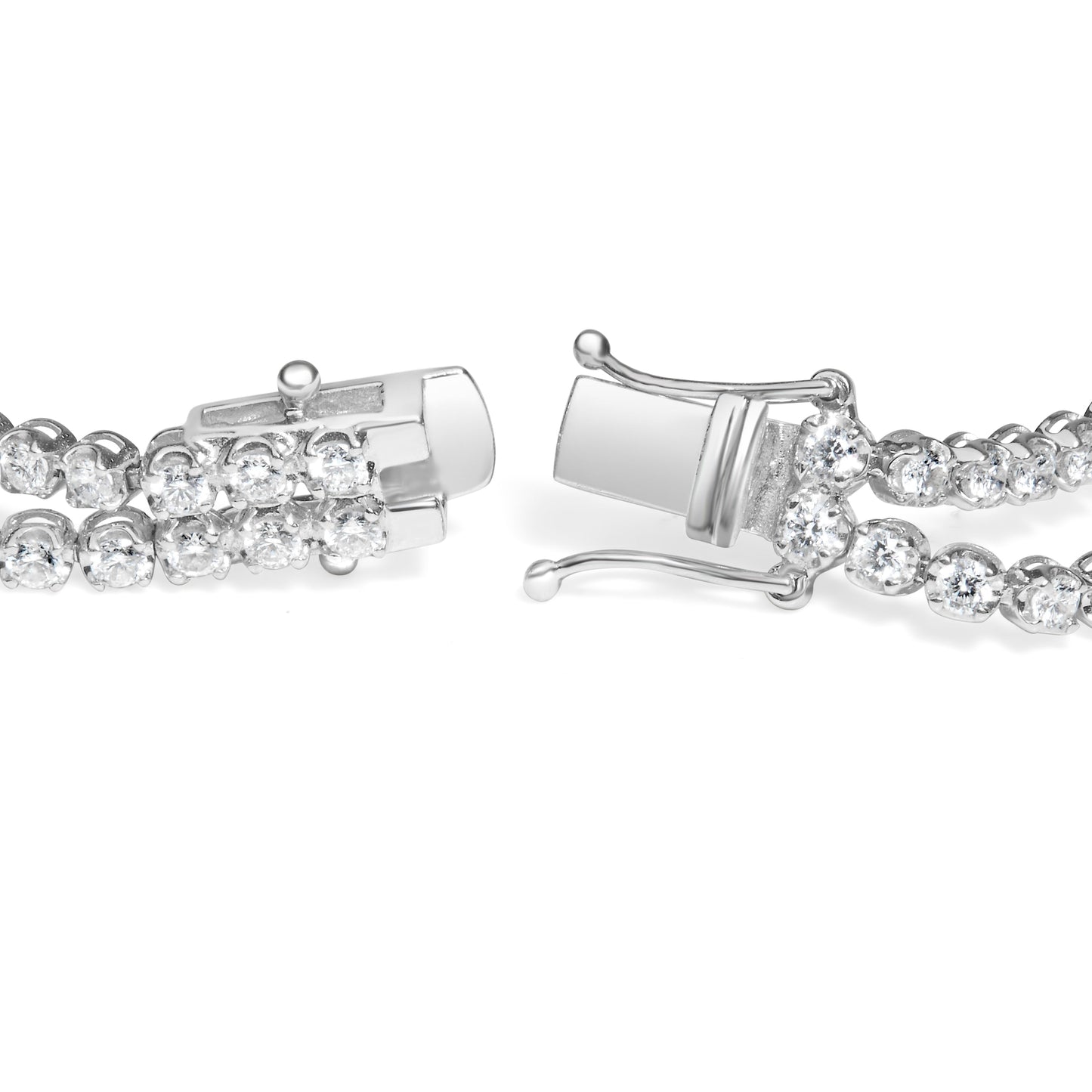 18K White Gold 5 3/5 Cttw Natural Diamond Double Row Link Tennis Bracelet (G-H Color, VS1-VS2 Clarity) - 7" Inches Bids.com