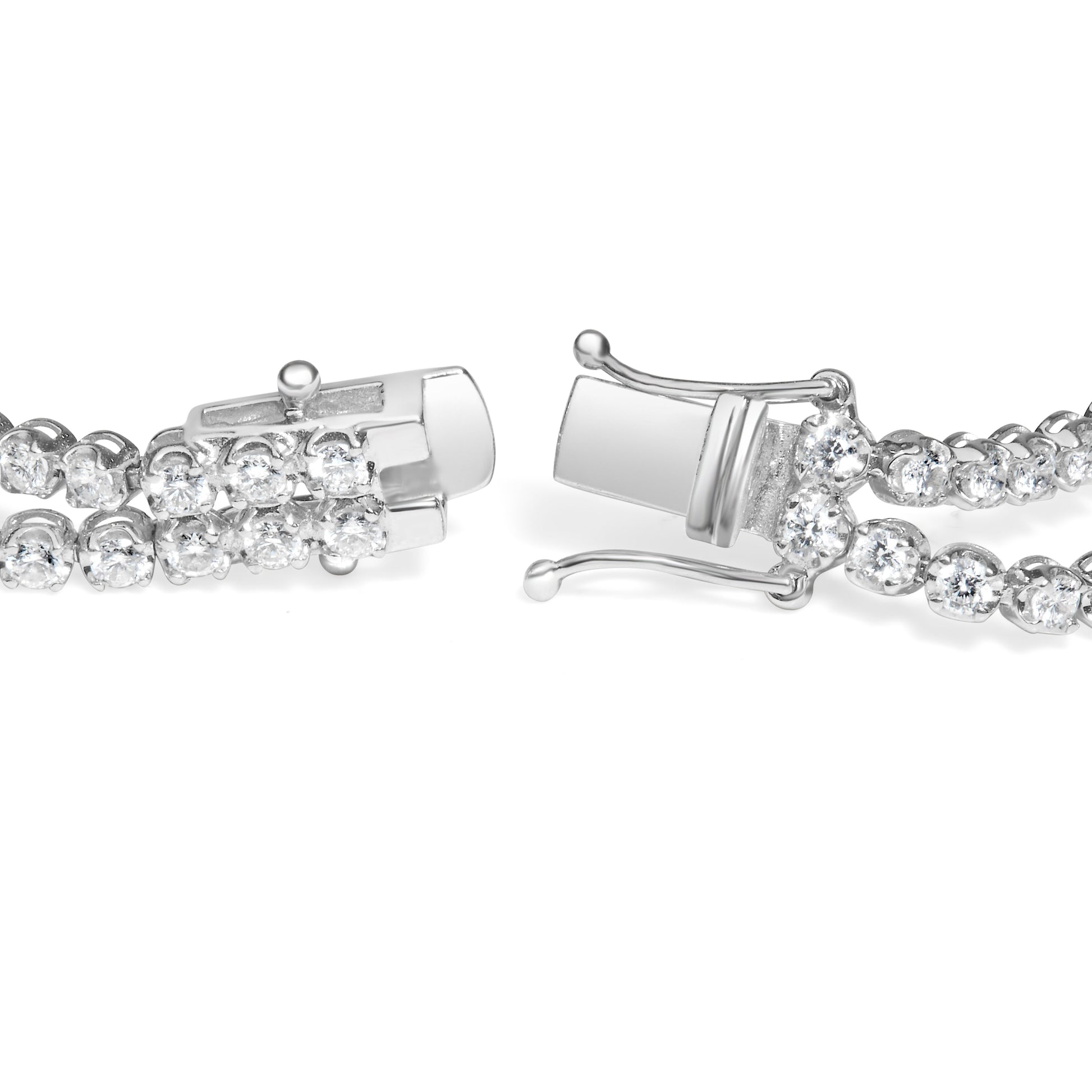 18K White Gold 5 3/5 Cttw Natural Diamond Double Row Link Tennis Bracelet (G-H Color, VS1-VS2 Clarity) - 7" Inches Bids.com
