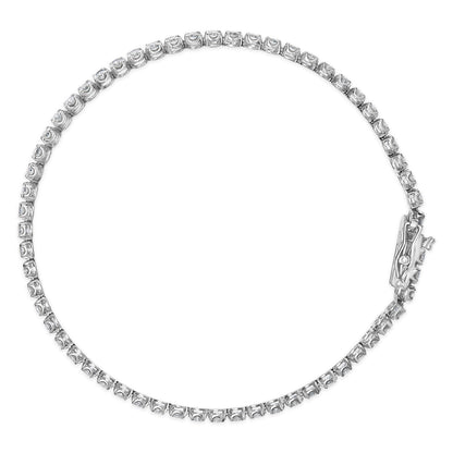 18K White Gold 5 3/5 Cttw Natural Diamond Double Row Link Tennis Bracelet (G-H Color, VS1-VS2 Clarity) - 7" Inches Bids.com