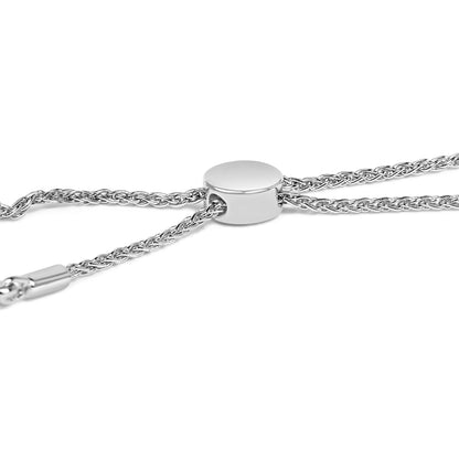 .925 Sterling Silver 1/2 Cttw Diamond Weave and Station Bolo Bracelet Bids.com