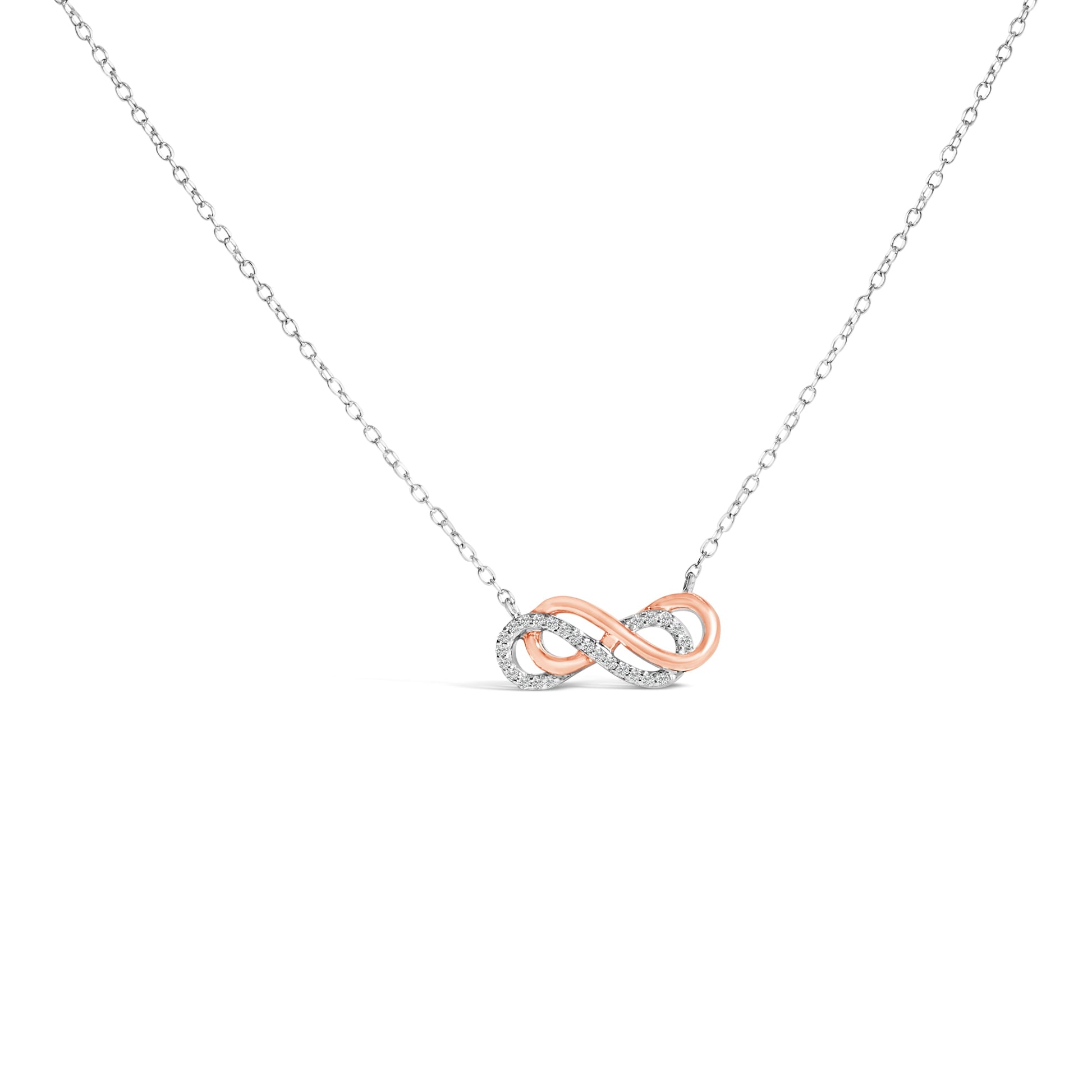 14K Rose Gold Plated Sterling Silver Diamond Accent Double Infinity Pendant Necklace Bids.com
