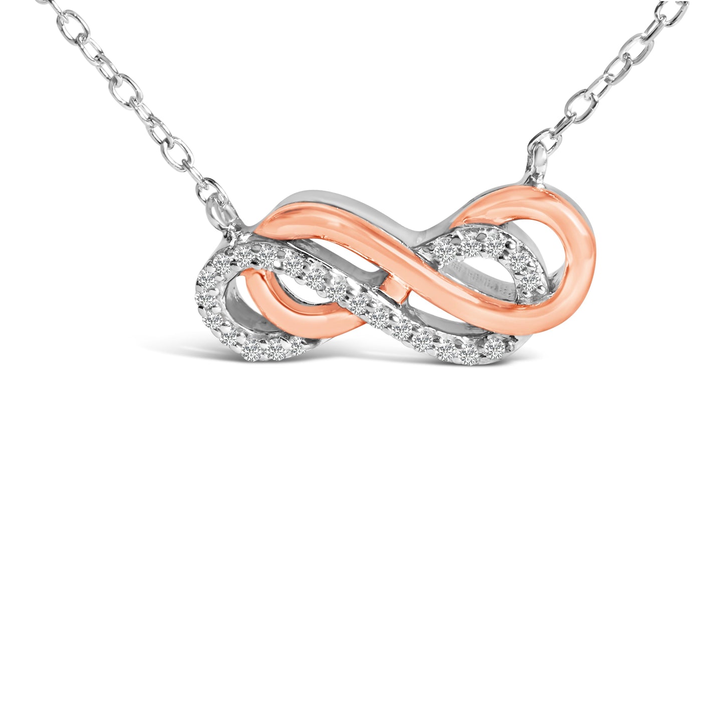 14K Rose Gold Plated Sterling Silver Diamond Accent Double Infinity Pendant Necklace Bids.com