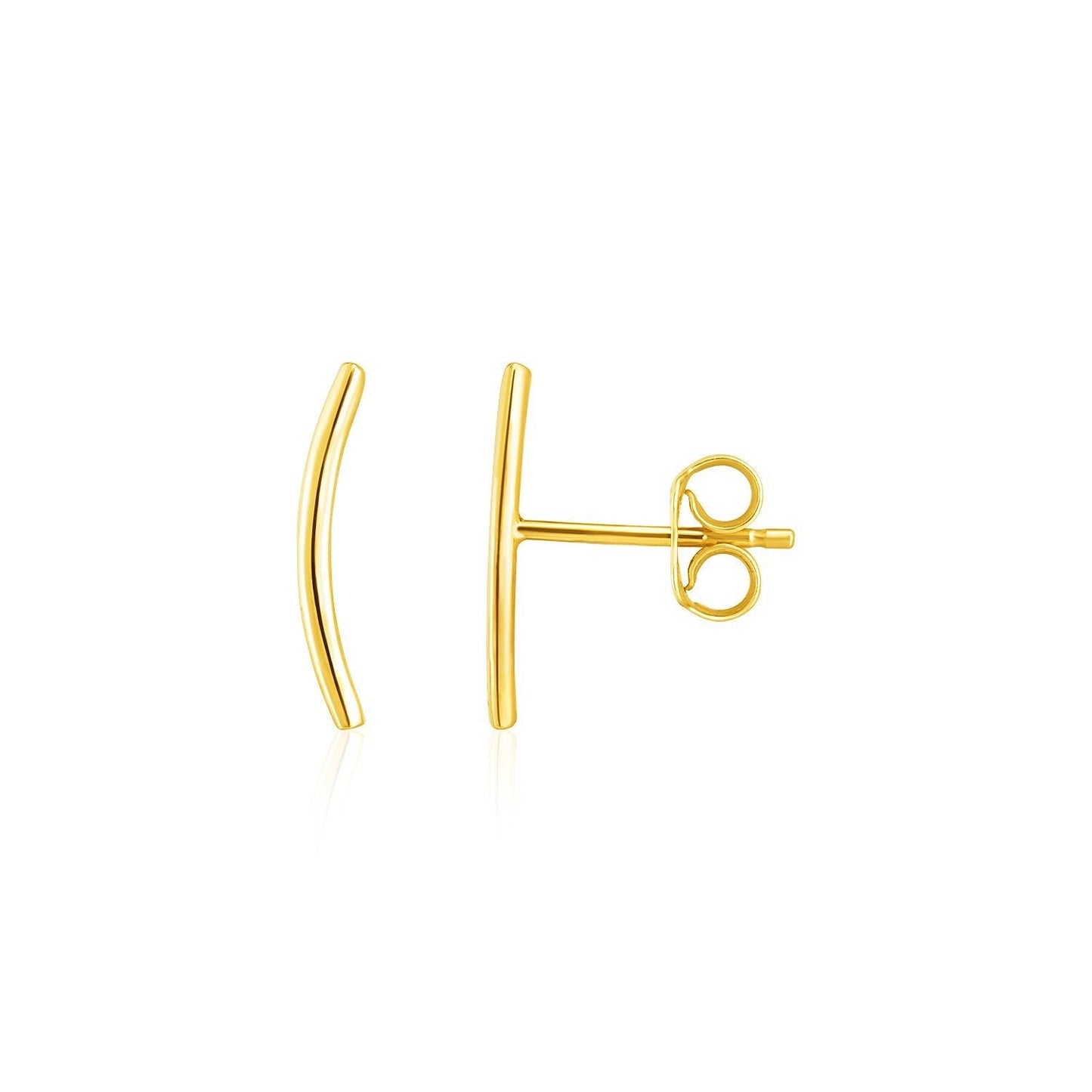 14k Yellow Gold Curve Climber Post Earrings Bids.com