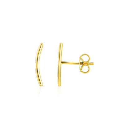 14k Yellow Gold Curve Climber Post Earrings Bids.com