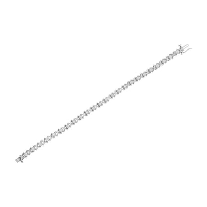 .925 Sterling Silver 1 cttw Brilliant Round-Cut Diamond "X" Link Bracelet (I-J Clarity, I2-I3 Color) - Size 7" Bids.com