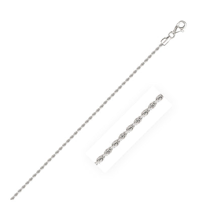 2.0mm 14k White Gold Solid Diamond Cut Rope Chain Bids.com