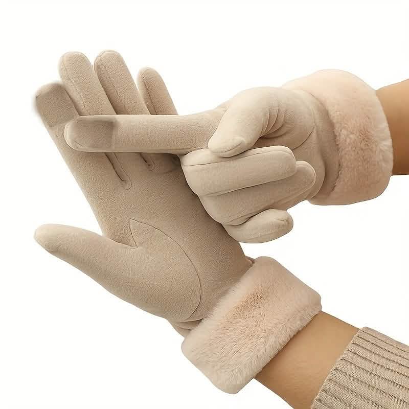 Cashmere Warm Suede Leather Plush Touch Screen Gloves DailySale