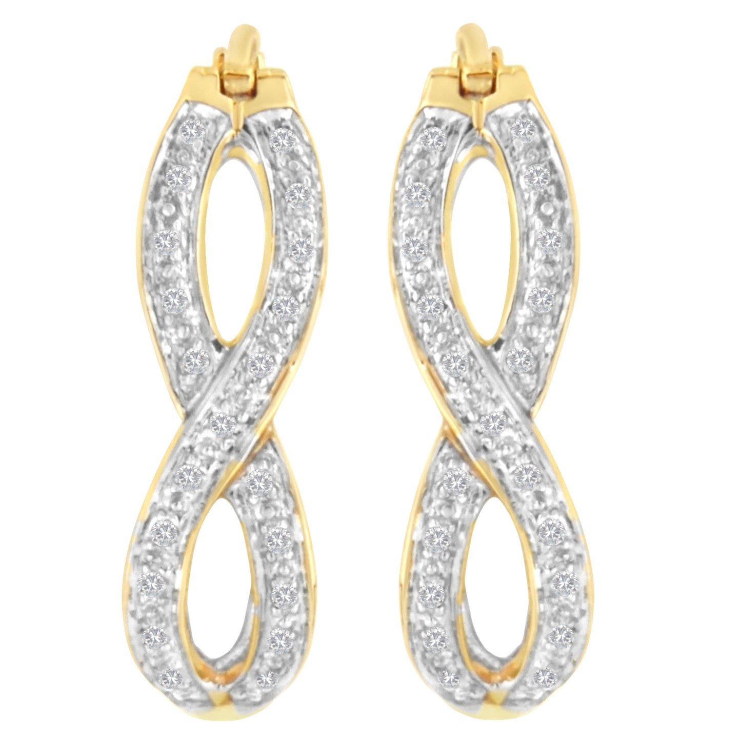 10K Yellow and White Gold 1/4 cttw Diamond Double Infinity Hoop Earrings (I-J Clarity, I1-I2 Color) Bids.com