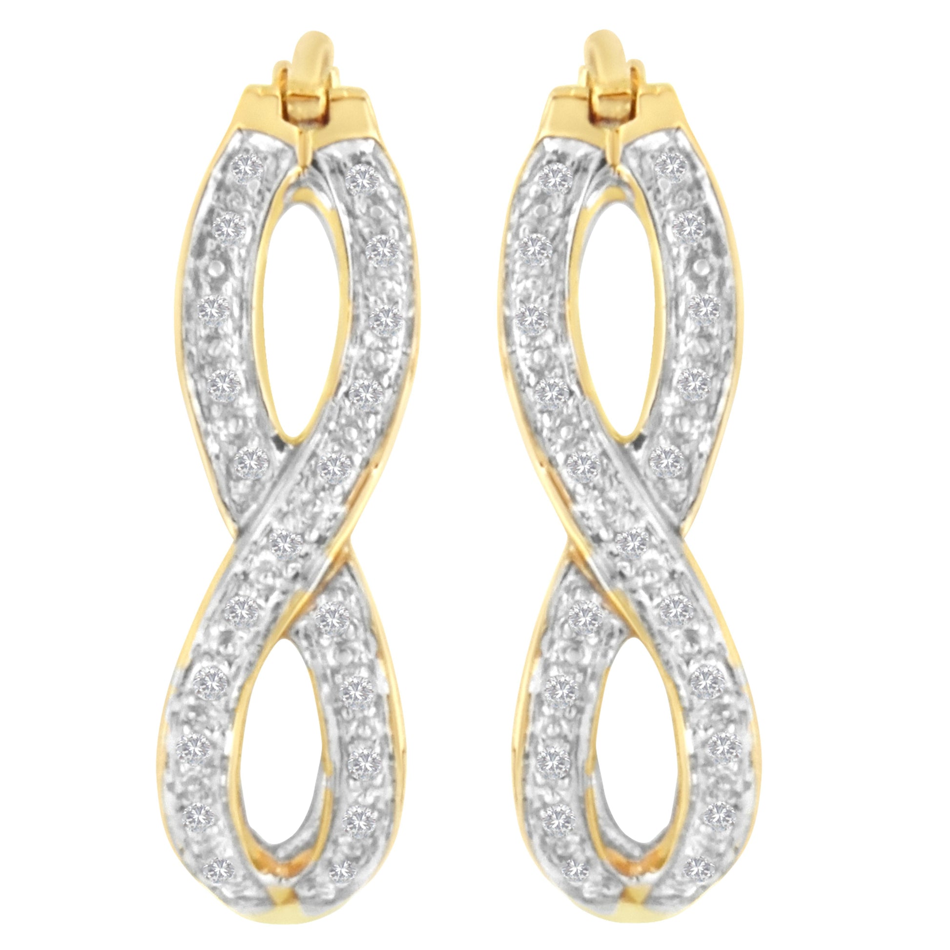 10K Yellow and White Gold 1/4 cttw Diamond Double Infinity Hoop Earrings (I-J Clarity, I1-I2 Color) Bids.com