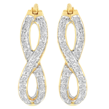 10K Yellow and White Gold 1/4 cttw Diamond Double Infinity Hoop Earrings (I-J Clarity, I1-I2 Color) Bids.com